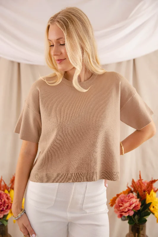 Classic Days Sweater-Taupe Mesh Blend Leather Blend Suede Blend