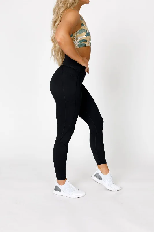 Core Black Leggings Fashionable High-Rise Leggings