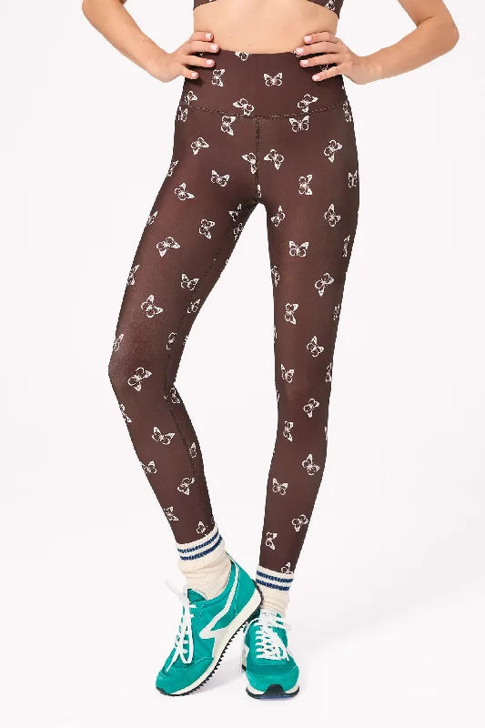 DuoKnit Leggings in Mocha Butterflies Trendy Seamless Sports Leggings