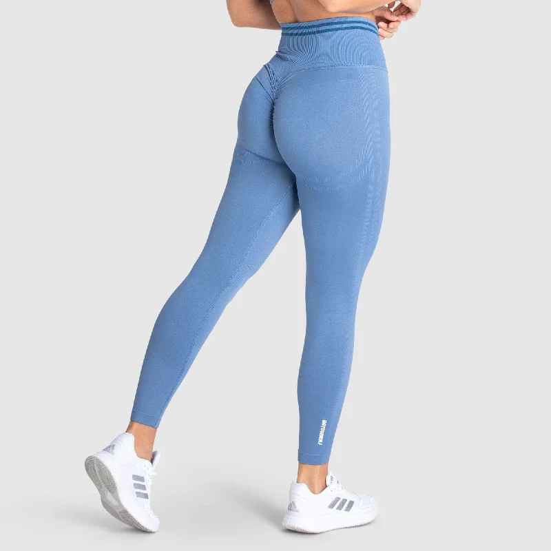 DYE Scrunch Seamless Leggings - Slate Blue Comfortable Ribbed Sports Leggings