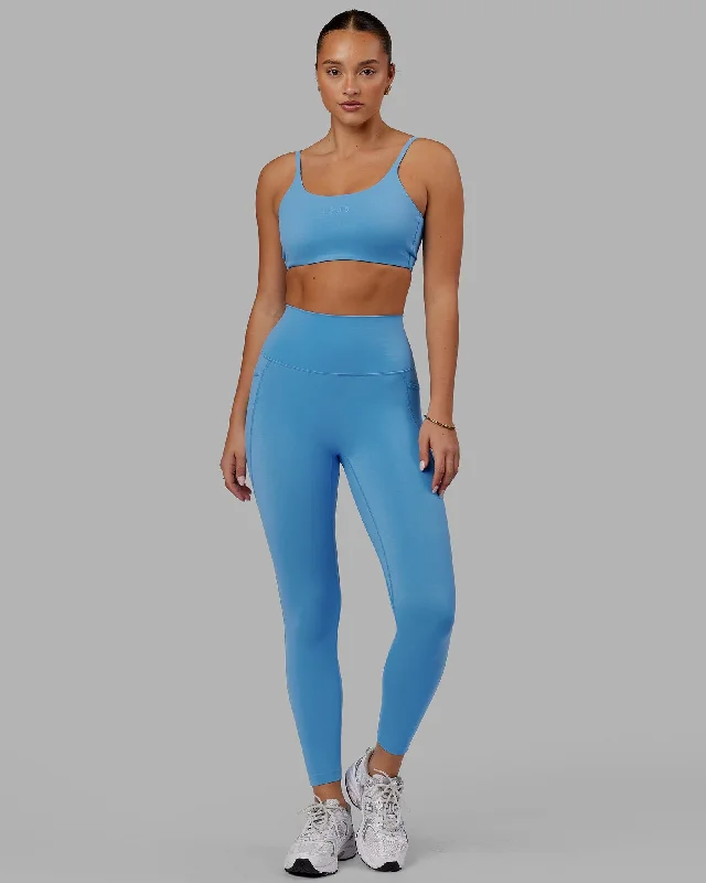 Elixir 7/8 Length Leggings With Pockets - Azure Blue Trendy Cut-Out Activewear Leggings