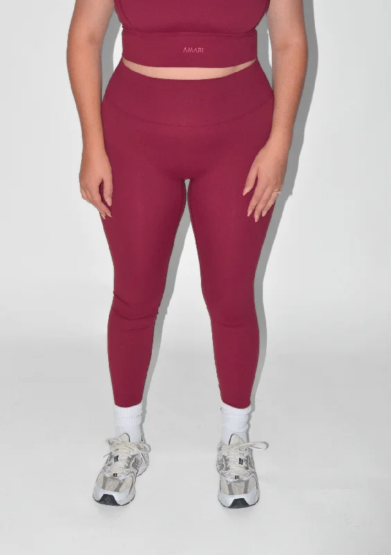 Essentials Leggings - Burgundy Red Cozy Workout Performance Leggings