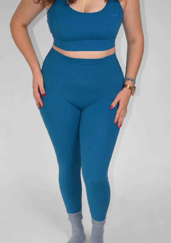 Essentials Leggings - Petrol Blue Stylish Side-Stripe Leggings