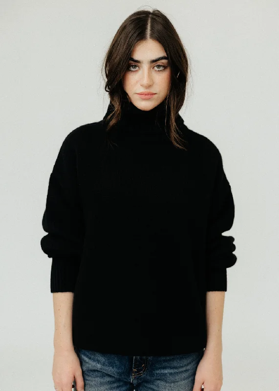 Extreme Cashmere N20 Oversized Xtra Turtleneck Sweater in Raven Embroidered Appliqued Beaded