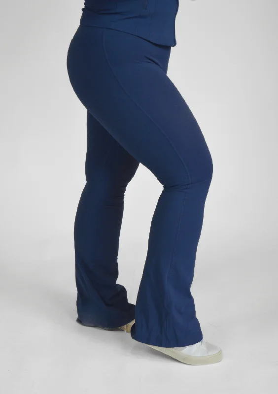 Flared Leggings - Midnight Blue Stylish Sporty Performance Leggings