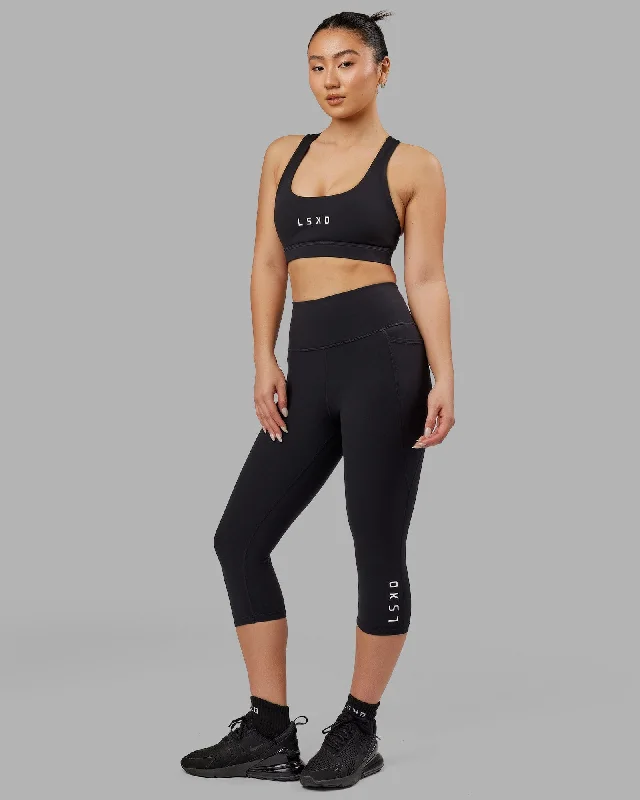 Flux 3/4 Length Leggings - Black Comfortable Classic Yoga Leggings