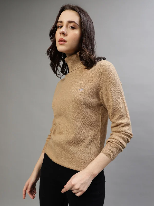 Gant Women Solid Turtle Neck Long Sleeves Sweater Sweater Knitwear Pullover