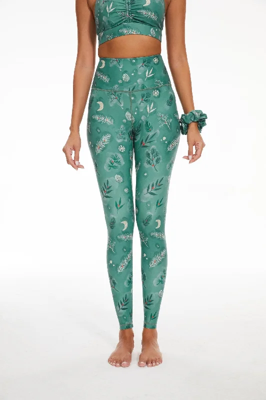 Graceful Pinecone High-waisted Leggings Elegant Velvet Leggings