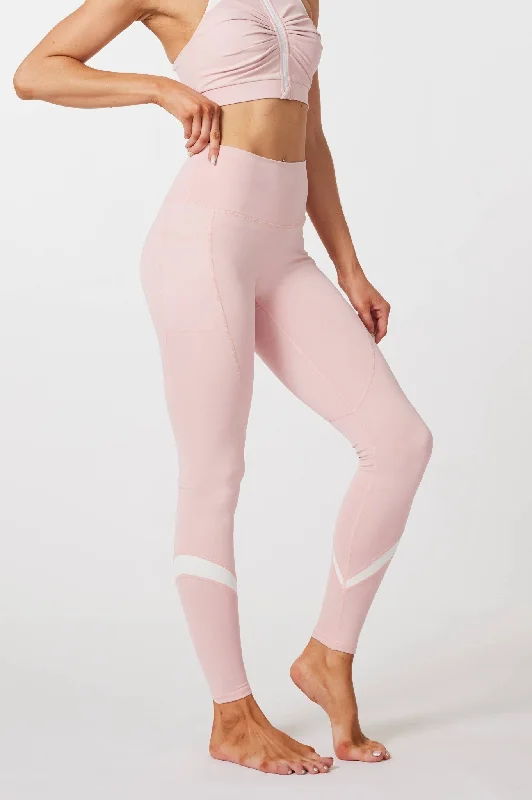 HeyCloud High-waisted Colourblock Leggings with Pockets -  Carnation Pink Fashionable Solid Color Tights