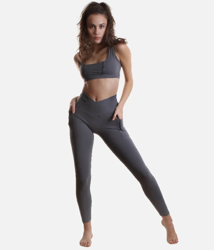 Hourglass Fit Leggings in Slate - High-Waisted, Full-Length, Squat-Proof Elegant Sheer Leggings