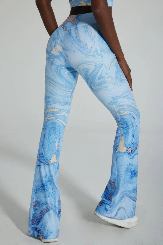 Illusion Flare Leggings - Ocean Blue Cozy Fashion Leggings