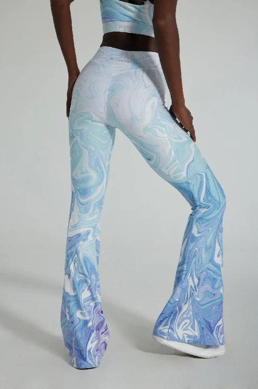 Illusion Flare Leggings - Sky Blue Stylish High-Waisted Leggings