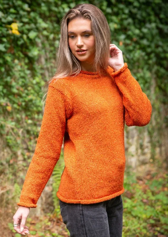 Ladies Roll Neck Sweater | Orange High Neck Crew Neck V-Neck