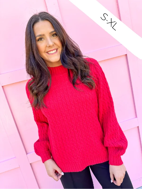 Luxe Layers Sweater - Red Front Pockets Side Pockets Patch Pockets