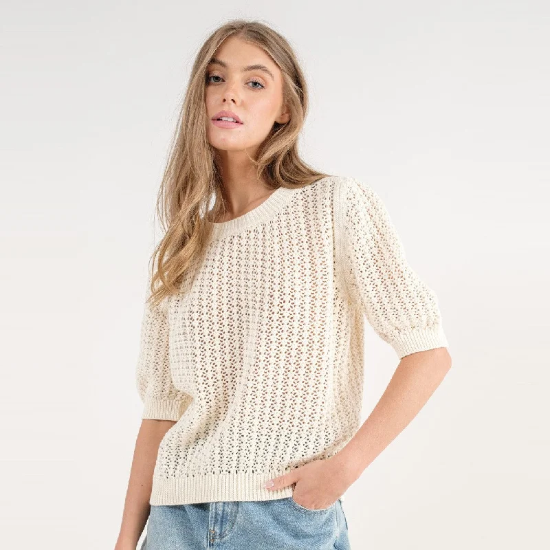 Melissa Sweater (Natural) Mesh Blend Leather Blend Suede Blend