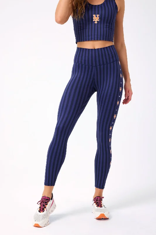 Mets TLC Leggings in Navy Chalk Stripe Fashionable Stretchy Fit Leggings