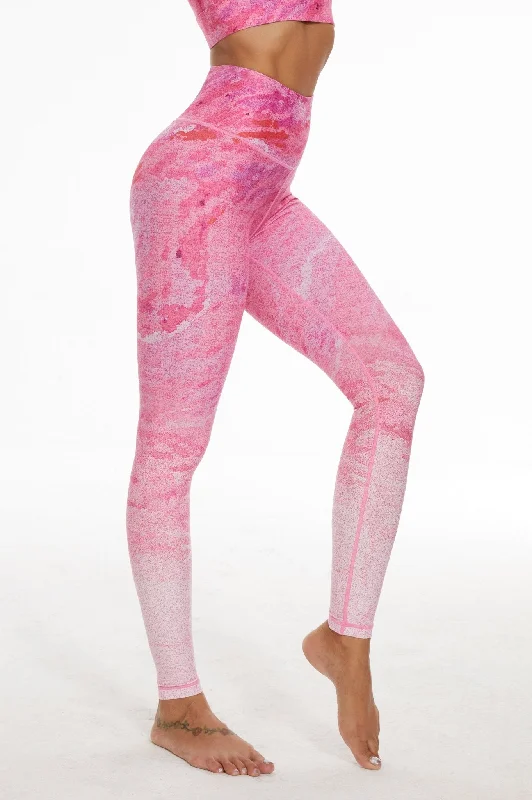 Mineral High-waisted Leggings - Pink Comfortable Capri-Length Leggings