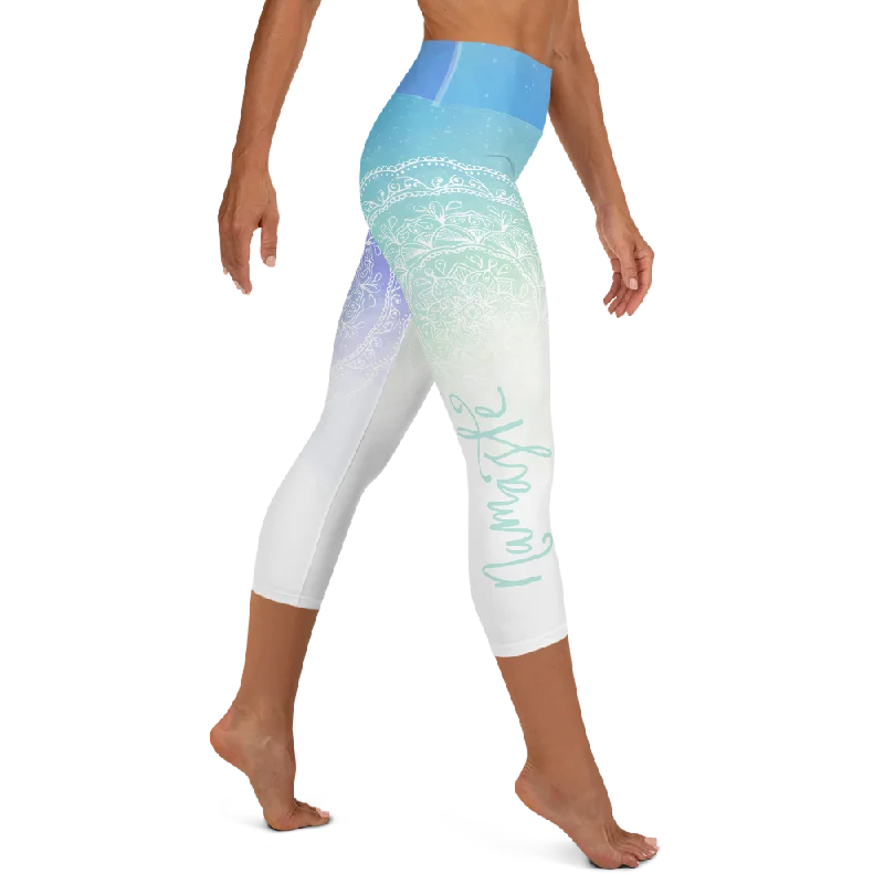 Namaste High Waist Womens Yoga Capri Leggings Comfortable Lounge Leggings