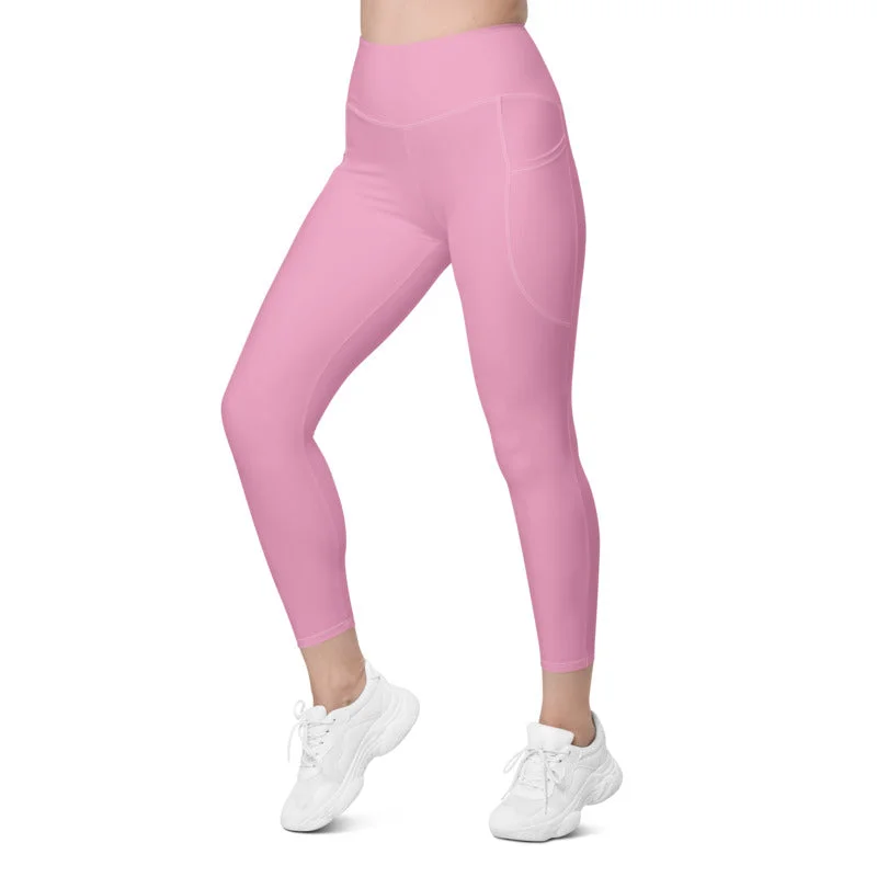 ELEVATED ESSENTIALS, THE PERFECT SIDE POCKET LEGGING PRETTY PINK Fashionable Solid Color Tights