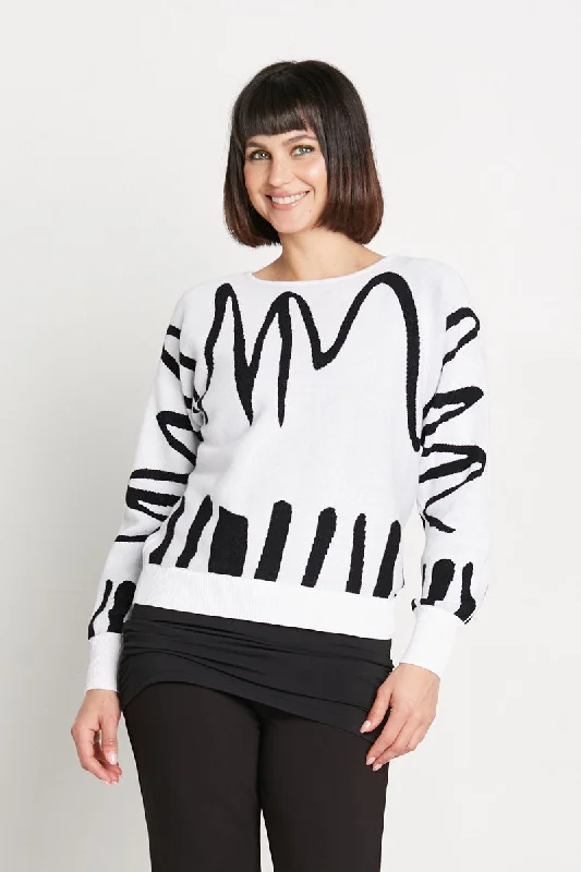 Planet Scribble Sweater Solid Color Striped Floral Print