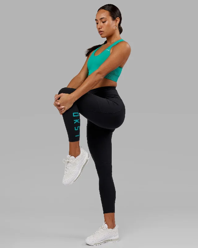 Rep 7/8 Length Leggings - Black-Hyper Teal Fashionable Seamless Leggings