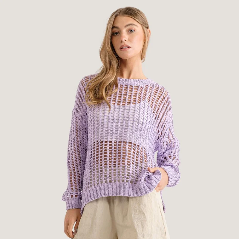 Reyna Sweater (Lavender) Front Pockets Side Pockets Patch Pockets