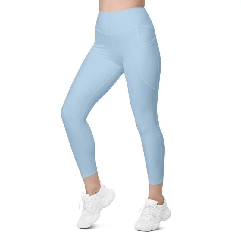 ELEVATED ESSENTIALS, THE PERFECT SIDE POCKET LEGGING BABE BLUE Comfortable Bootcut Workout Leggings