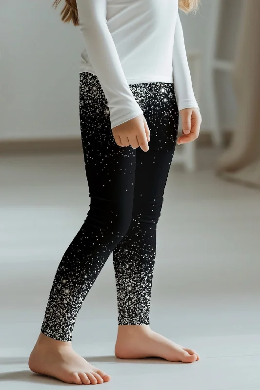 Silver Chichi Lucy Stunning Black Printed Leggings - Kids Stylish Printed Sport Leggings