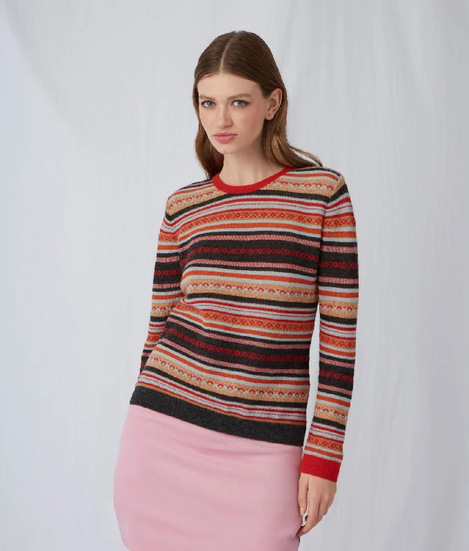 Striped Links & Jacquard Sweater Cable Knit Ribbed Knit Lace Knit