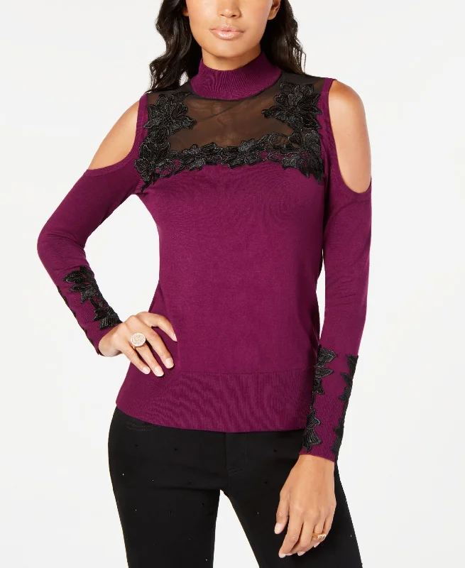 Thalia Sodi Mock Neck Cold Shoulder Sweater Notch Collar Peter Pan Collar Cowl Neck