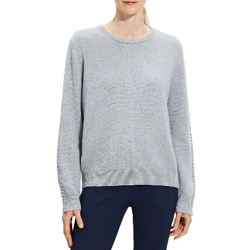 Theory Womens Cashmere Whipstitch Crewneck Sweater Toggled Drawstring Belted