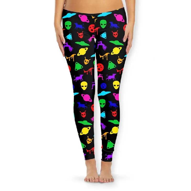 UFO Print Women's Leggings Trendy Tie-Dye Leggings