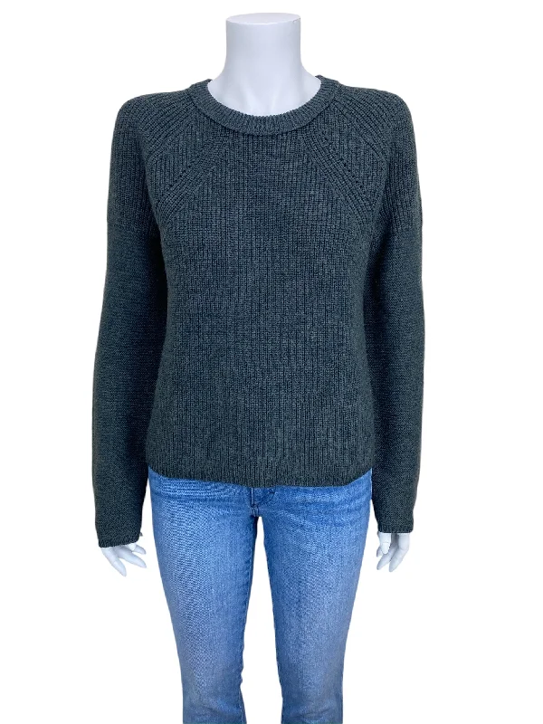 Velvet by Graham & Spencer Women's Paticia Wool Blend Sweater Pine Size M Collared Crew Neck Turtle Neck