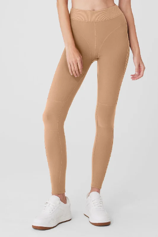 Alosoft High-Waist Head Start Legging - Toasted Almond Trendy Full-Length Leggings