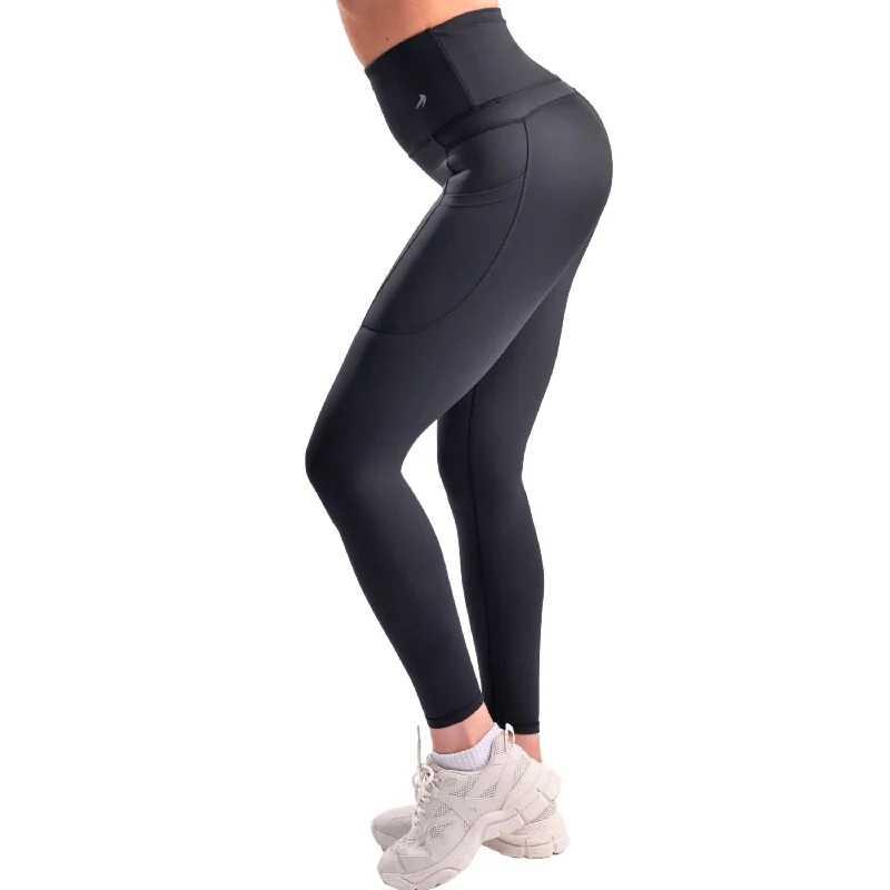 Women's Compression Leggings Super High Waist W/ Pockets - Black Trendy High-Compression Leggings