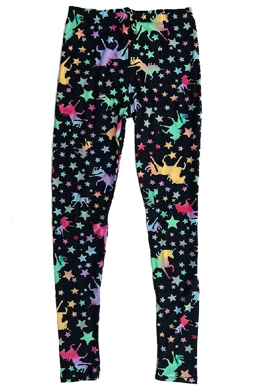 Women's Regular Colorful Unicorn Pattern Printed Leggings Fashionable Fitted Workout Leggings