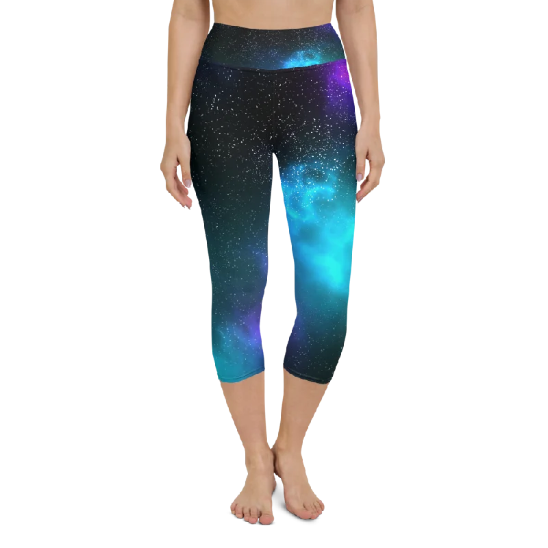 Cosmic High Waist Yoga Capri Leggings Cozy Ribbed Leggings