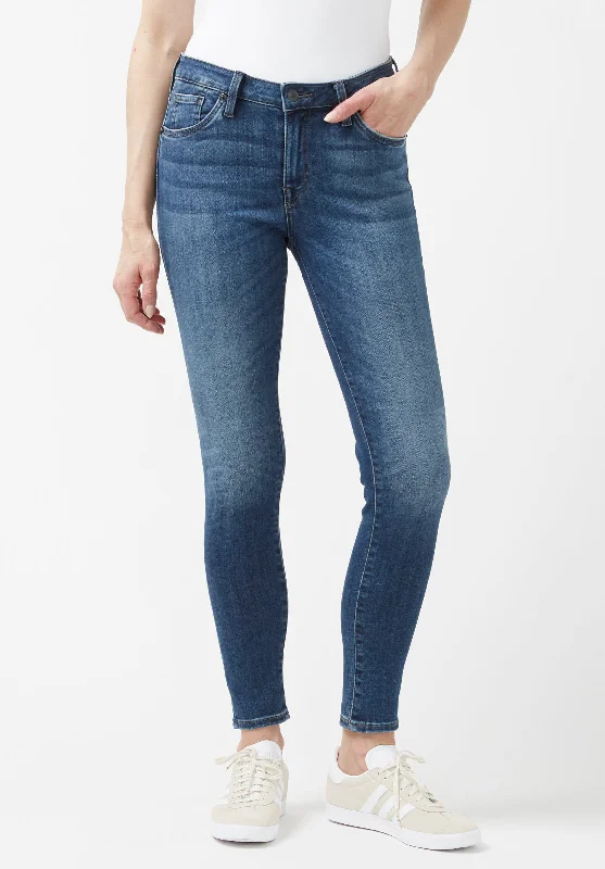 Mid Rise Skinny Alexa Women's Jeans in Mid Blue - BL15669 Chic Dark-Wash Skinny Jeans