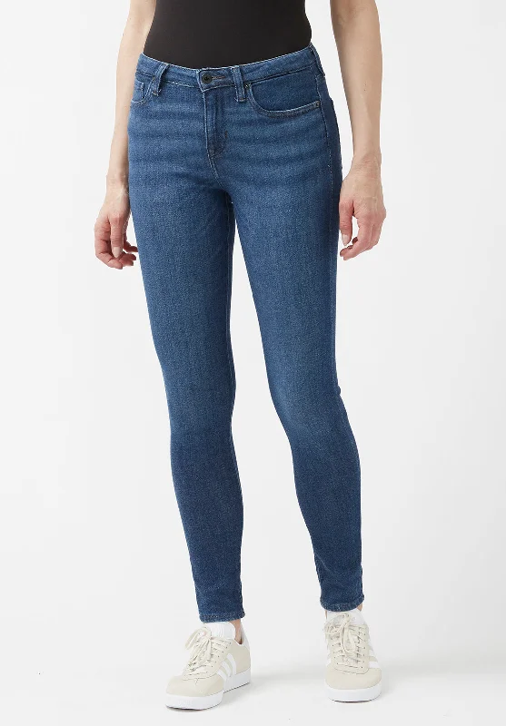 Mid Rise Skinny Alexa Women's Jeans in Medium Blue - BL15848 Trendy Wide-Legged High-Waist Jeans