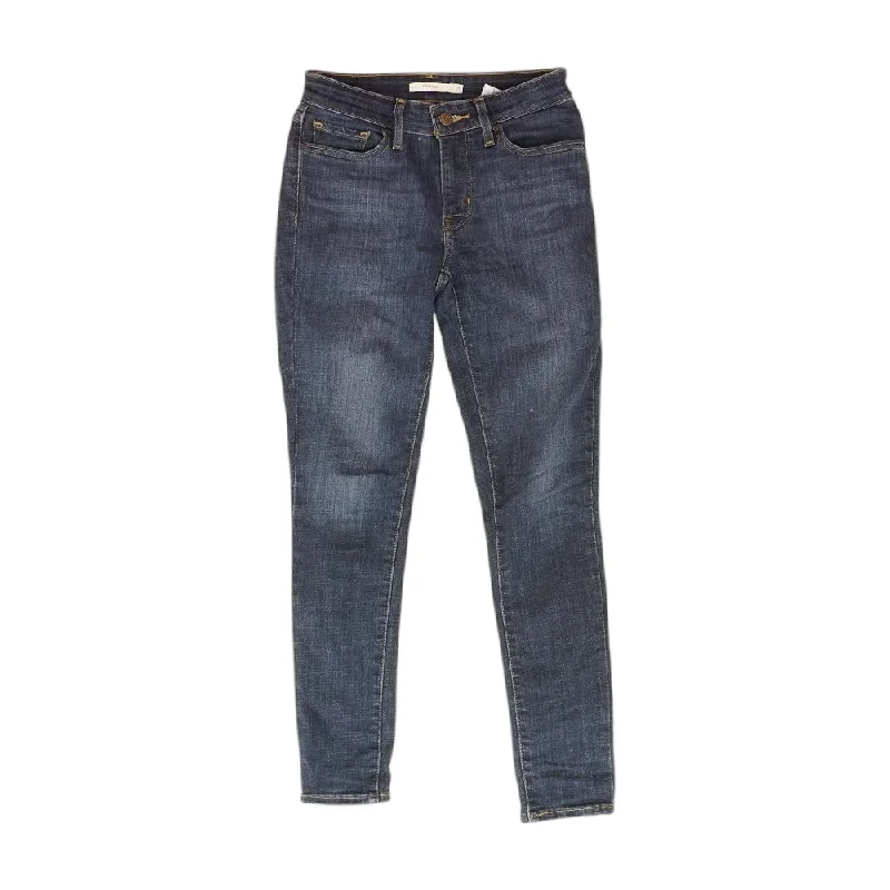 Blue Solid Skinny Leg Jeans Fashionable Slim Fit Jeans