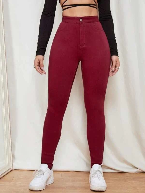 TANDUL  Women Regular Mid Rise Maroon Jeans Casual Skinny Fit Jeans