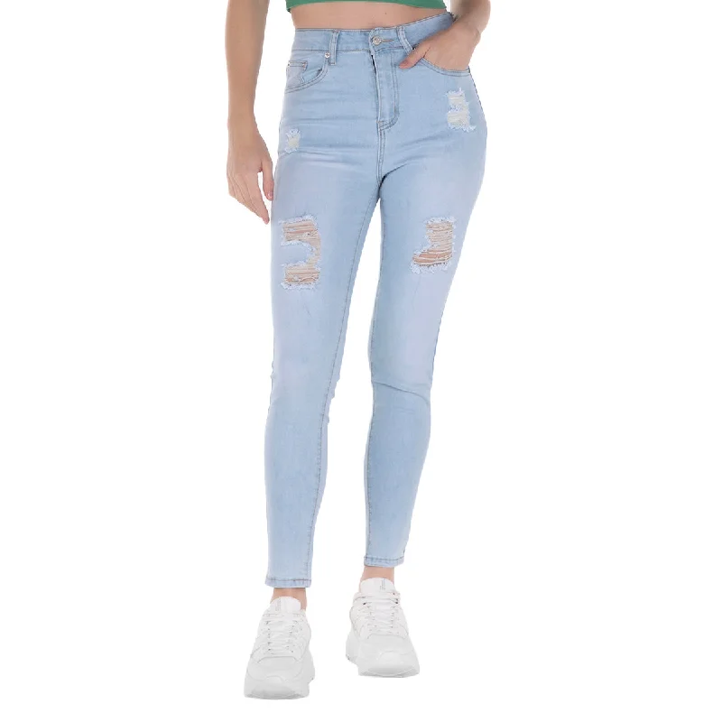 JEANS HIGH WAIST DESTROYER PARA MUJER FOREVER 21 Casual Skinny Fit Jeans