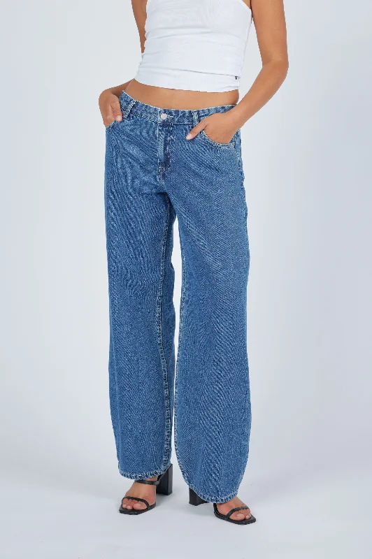 Hill Low Jeans - Pebble Mid Stone Cozy Stretch High-Waist Jeans