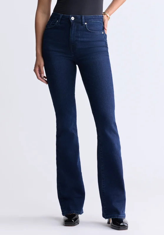 High-Rise Flare Joplin Women's Jeans, Indigo - BL15979 Fashionable Vintage Wash Jeans