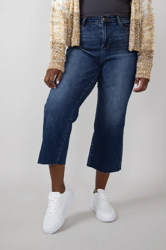 Judy Blue High Rise Wide Leg Cropped Jeans for Women | 88873REG Trendy Bootcut High-Waisted Jeans