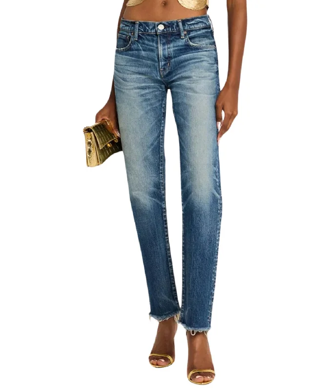 MOUSSY Florahome Slim Straight Jeans Stylish Shredded Denim Jeans