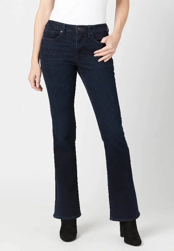 Mid Rise Bootcut Queen Women's Jeans in Dark Blue - BL15832 Fashionable Straight Fit Denim