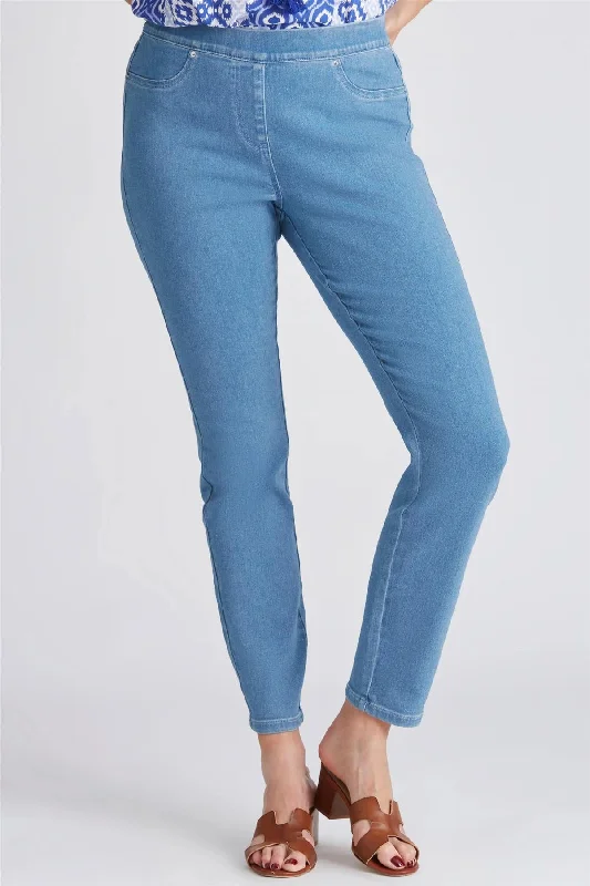 Ribbed Waist Pull On Jeans Cozy Wide-Legged Jeans