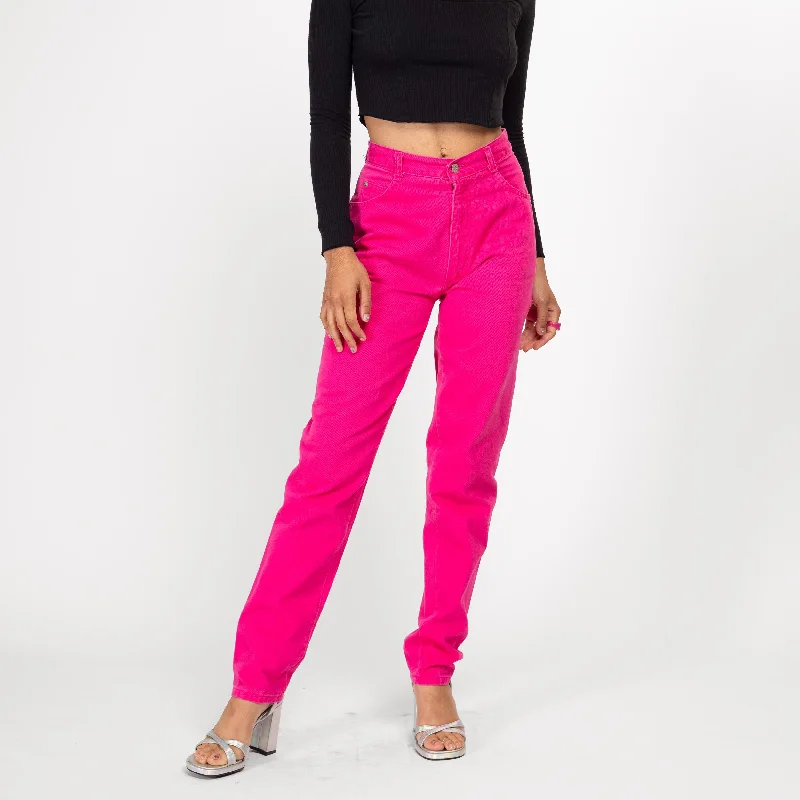 Small 90s Hot Pink High Waisted Jeans 26.5" Fashionable Mom Jeans