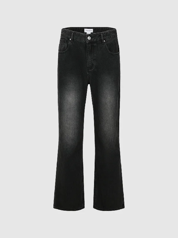 Straight Jeans Stylish Acid-Wash Jeans